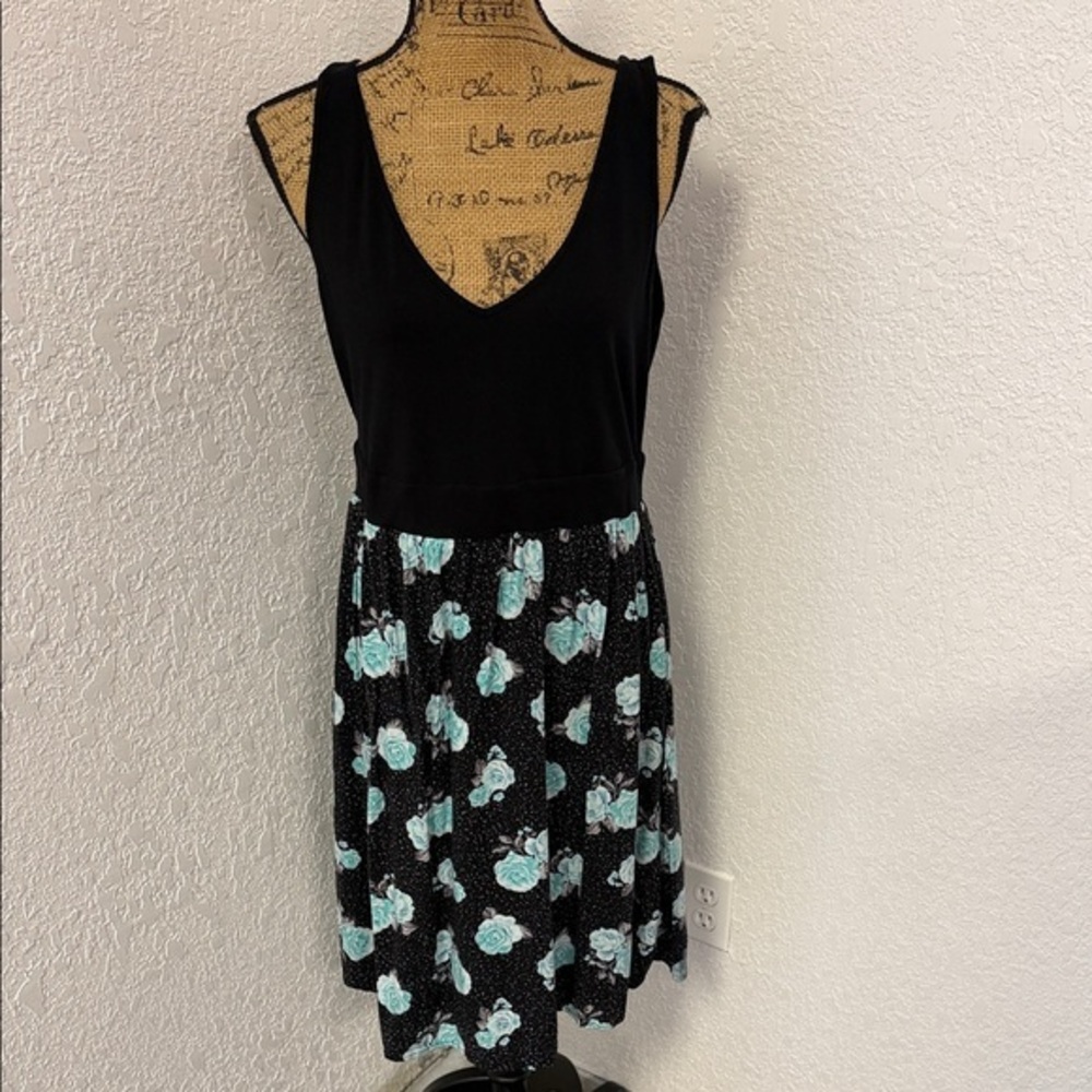 Torrid Black and Blue Floral Midi Dress